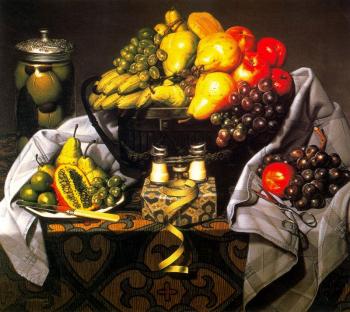 Fruit, gift and opera glasses